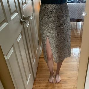 A&F leopard print midi skirt with front slit